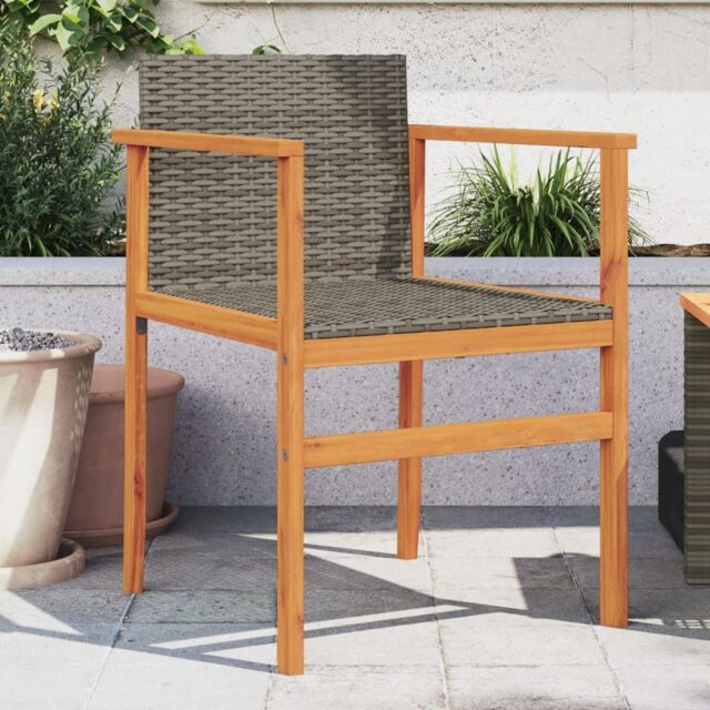 Berkfield Home Garden Chairs 2 pcs Grey Poly Rattan&Solid Wood - image 1