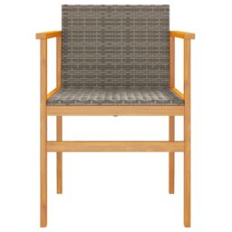 Berkfield Home Garden Chairs 2 pcs Grey Poly Rattan&Solid Wood - thumbnail 5