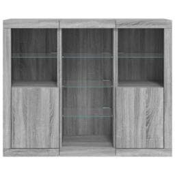 Berkfield Home Sideboards with LED Lights 3 pcs Grey Sonoma Engineered Wood - thumbnail 6