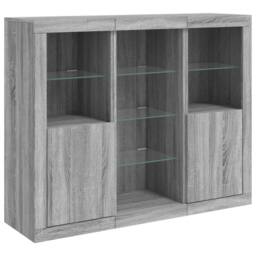 Berkfield Home Sideboards with LED Lights 3 pcs Grey Sonoma Engineered Wood - thumbnail 5