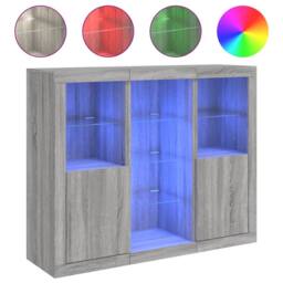 Berkfield Home Sideboards with LED Lights 3 pcs Grey Sonoma Engineered Wood - thumbnail 1