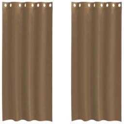 Berkfield Home Voile Curtains with Grommets 2 pcs Light Brown - thumbnail 1