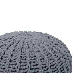 Wyld and Coco Nordic Nest Grey Knitted Cotton Pouf Ottoman 50 x 35 cm - thumbnail 4