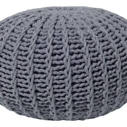 Wyld and Coco Nordic Nest Grey Knitted Cotton Pouf Ottoman 50 x 35 cm - thumbnail 2