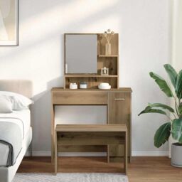 Berkfield Home Dressing Table Set Artisan Oak Engineered Wood in Brown - thumbnail 3