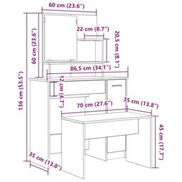 Berkfield Home Dressing Table Set Artisan Oak Engineered Wood in Brown - thumbnail 9