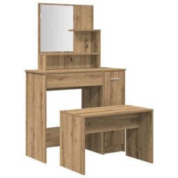 Berkfield Home Dressing Table Set Artisan Oak Engineered Wood in Brown - thumbnail 2