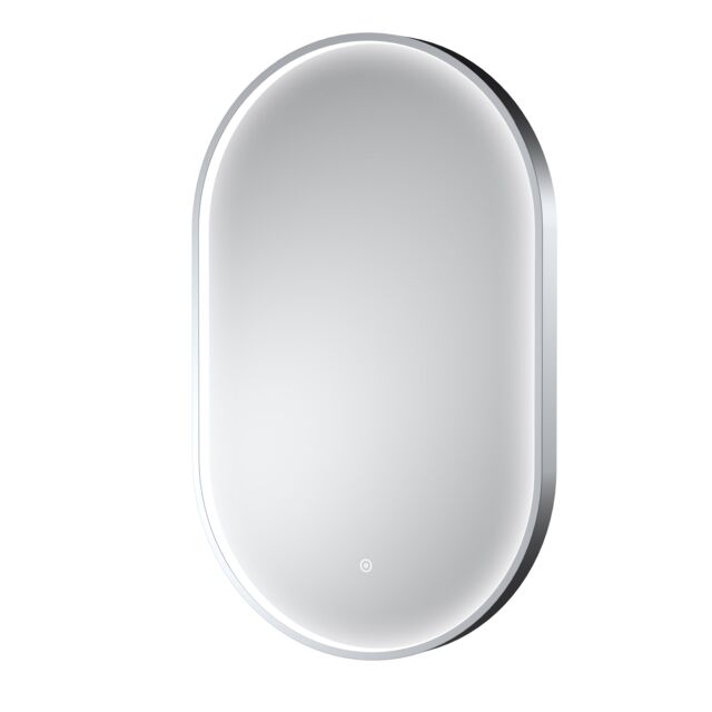 Balterley Oval Inset Framed LED Mirror with Demister Pad, 800x500mm - Chrome in Silver - image 1