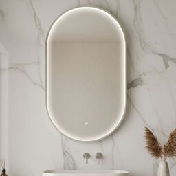 Balterley Oval Inset Framed LED Mirror with Demister Pad, 800x500mm - Chrome in Silver - thumbnail 9