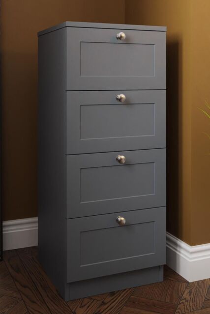 FWStyle Artus Panelled 4 Drawer Chest (H) 99cm (W) 40cm (D) 40cm Extra Deep Drawers in Grey - image 1