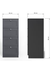 FWStyle Artus Panelled 4 Drawer Chest (H) 99cm (W) 40cm (D) 40cm Extra Deep Drawers in Grey - thumbnail 5