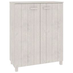Berkfield Home Shoe Cabinet HAMAR White 85x40x108 cm Solid Wood Pine - Size: 85 x 40 x 108 cm - thumbnail 2