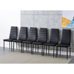 KOSY KOALA Modern Dining Table Set & 6 Black Faux Leather Chairs - thumbnail 4