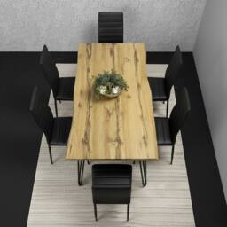 KOSY KOALA Modern Dining Table Set & 6 Black Faux Leather Chairs - thumbnail 2