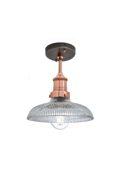 Industville Brooklyn Glass Dome Flush Mount, 8 Inch, Copper Holder - image 1