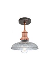 Industville Brooklyn Glass Dome Flush Mount, 8 Inch, Copper Holder - thumbnail 1