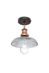 Industville Brooklyn Glass Dome Flush Mount, 8 Inch, Copper Holder - thumbnail 2