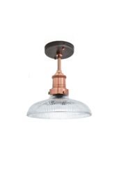 Industville Brooklyn Glass Dome Flush Mount, 8 Inch, Copper Holder - thumbnail 3