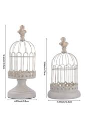 Living and Home 2pcs Vintage-Style Candlesticks Birdcage Candle Holders in White - thumbnail 5