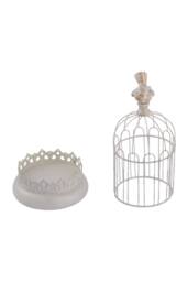 Living and Home 2pcs Vintage-Style Candlesticks Birdcage Candle Holders in White - thumbnail 4