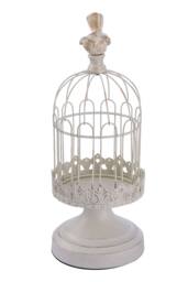 Living and Home 2pcs Vintage-Style Candlesticks Birdcage Candle Holders in White - thumbnail 6