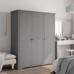 Berkfield Home Wardrobe BODO Grey 151.5x52x176.5 cm Solid Wood Pine - thumbnail 1