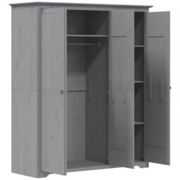 Berkfield Home Wardrobe BODO Grey 151.5x52x176.5 cm Solid Wood Pine - thumbnail 4