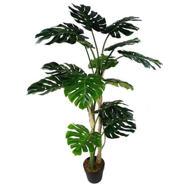 Leaf 150cm Artificial Luxury Monstera Cheese Plant Black Pot in Green - image 1