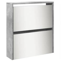 Berkfield Home Shoe Cabinet with Mirror 5-Layer Concrete Grey 63x17x169.5 cm - thumbnail 7