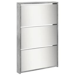 Berkfield Home Shoe Cabinet with Mirror 5-Layer Concrete Grey 63x17x169.5 cm - thumbnail 6
