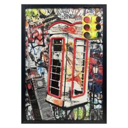 HOME LUXE INTERIOR London Telephone Box Neon LED Wall Art - 40x60cm Urban Canvas USB - Size: 40x60 cm - thumbnail 6