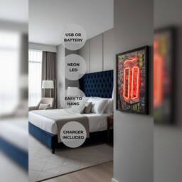 HOME LUXE INTERIOR London Telephone Box Neon LED Wall Art - 40x60cm Urban Canvas USB - Size: 40x60 cm - thumbnail 2