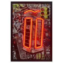 HOME LUXE INTERIOR London Telephone Box Neon LED Wall Art - 40x60cm Urban Canvas USB - Size: 40x60 cm - thumbnail 4