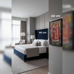 HOME LUXE INTERIOR London Telephone Box Neon LED Wall Art - 40x60cm Urban Canvas USB - Size: 40x60 cm - thumbnail 3