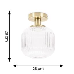 ValueLights Calpe Clear Glass Shade Flush Gold Stem Ceiling Light - thumbnail 7