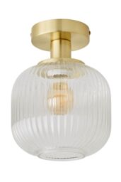 ValueLights Calpe Clear Glass Shade Flush Gold Stem Ceiling Light - thumbnail 6