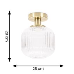 ValueLights Calpe Clear Glass Shade Flush Gold Stem Ceiling Light - thumbnail 5