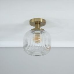 ValueLights Calpe Clear Glass Shade Flush Gold Stem Ceiling Light - thumbnail 4
