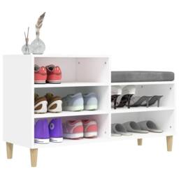 Berkfield Home Shoe Cabinet White 102x36x60 cm Engineered Wood - Size: 102 x 36 x 60 cm - thumbnail 4