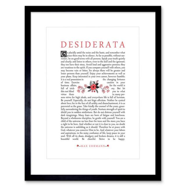 "Wee Blue Coo Quote Desiderata Floral Ehrmann Home Decor 12x16"" Framed Art Print in White - Size: W12"" x H16""" - image 1