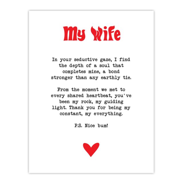 "Artery8 Love Poem My Everything Wife Romantic Poetry Fun Wall Art Print in White - Size: W18"" x H24""" - image 1