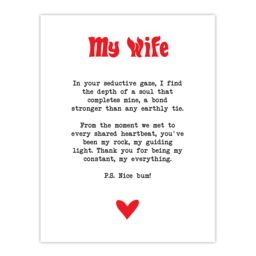 "Artery8 Love Poem My Everything Wife Romantic Poetry Fun Wall Art Print in White - Size: W18"" x H24""" - thumbnail 1