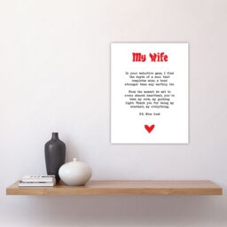 "Artery8 Love Poem My Everything Wife Romantic Poetry Fun Wall Art Print in White - Size: W18"" x H24""" - thumbnail 4