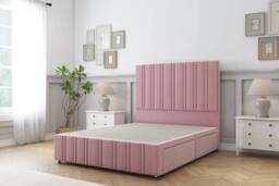"Comfort Beds Lorenzo Plush Divan Base 4 Drawers - 26"" Headboard-Footboard in Pink - Size: King" - thumbnail 2