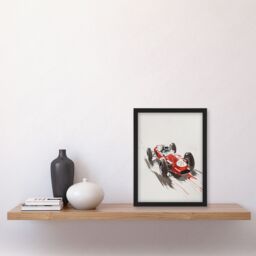 "Artery8 Vintage Automobile Race Car Sport Watercolour Framed Art Print in Red - Size: W12"" x H16""" - thumbnail 4