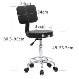 NESTLUNE Adjustable Swivel Salon Spa Stool Manicure Dental Tattoo in Black - thumbnail 2