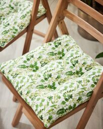 Dibor Set of 2 Green Leaf Print Indoor Dining Chair Seat Pad Cushions L40cm x W40cm - Size: 40 cm x 40 cm - thumbnail 4
