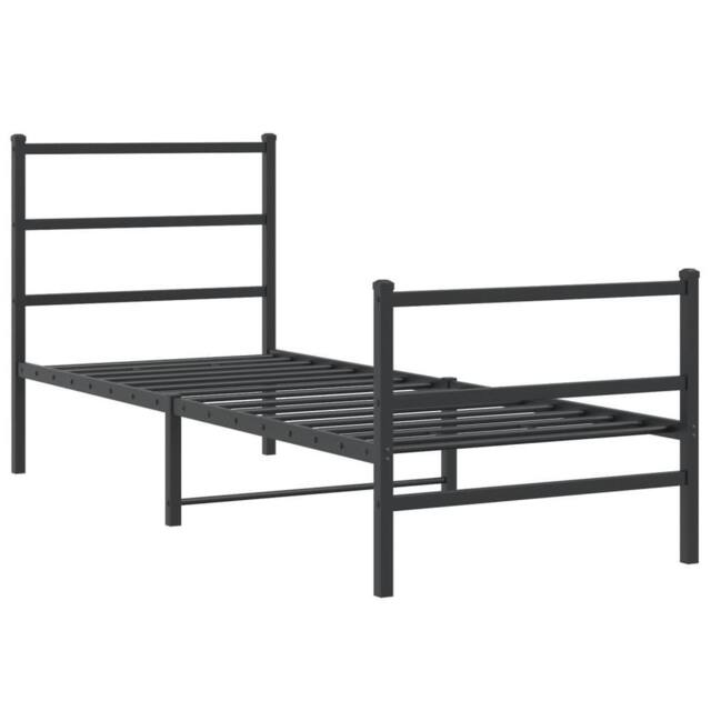 Berkfield Home Metal Bed Frame without Mattress with Footboard¬†Black 75x190cm in Black - Size: 75x190 cm
