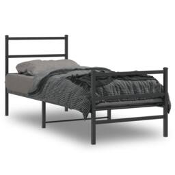 Berkfield Home Metal Bed Frame without Mattress with Footboard¬†Black 75x190cm in Black - Size: 75x190 cm - thumbnail 2