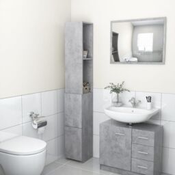 Berkfield Home Bathroom Cabinet Concrete Grey 25x26.5x170 cm Engineered Wood - thumbnail 1
